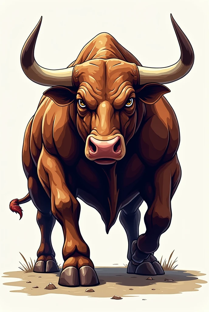 Bull Graphic Tool: "Create a powerful and aggressive bull illustration to symbolize strength and durability. The bull should have a bold, dynamic pose, with muscular features highlighted. The design should integrate well with the packaging, ensuring that the bull's fierce look grabs attention instantly.