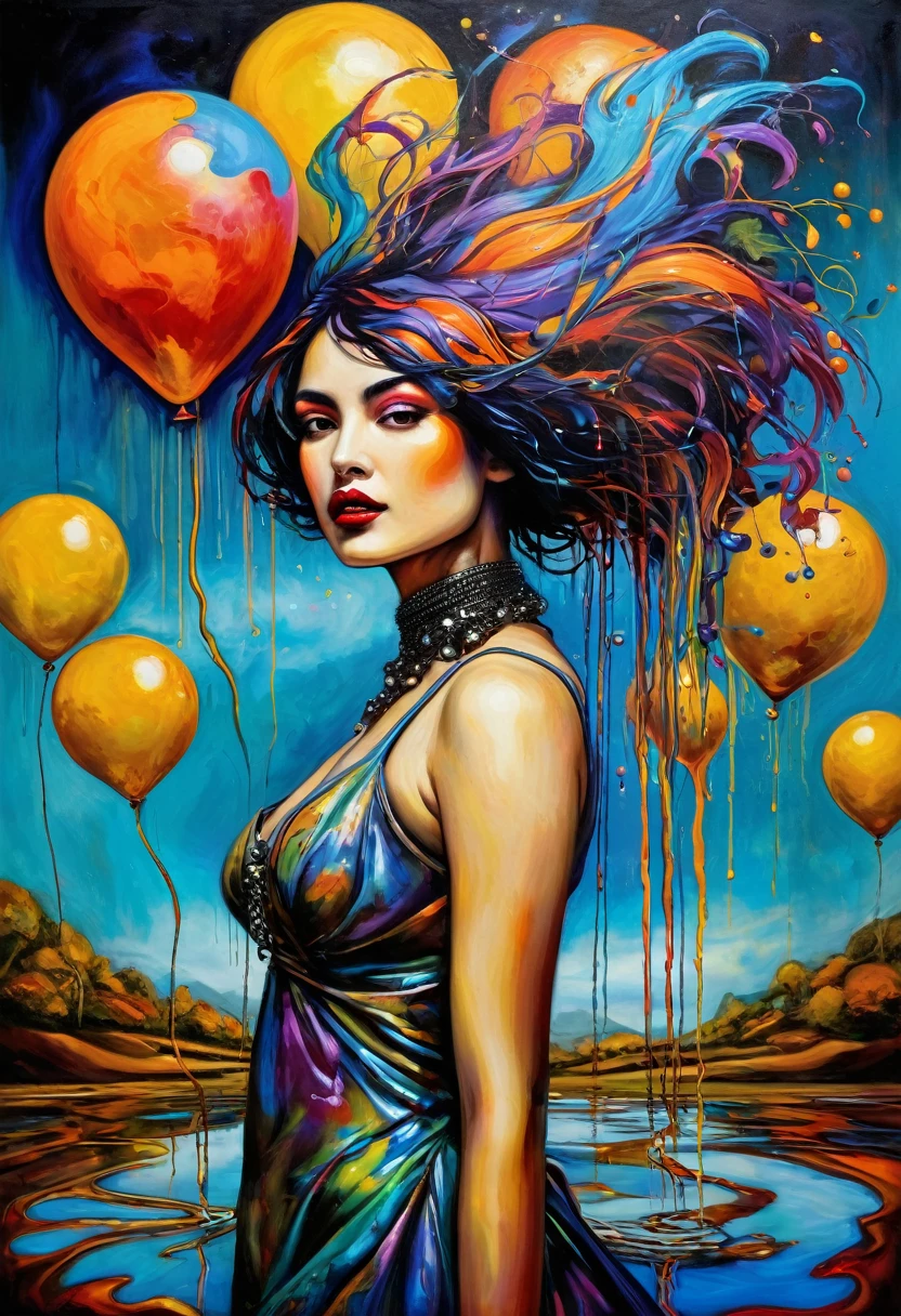 (Artistic Masterpiece of Romantic Life) ( (Themed Art of Life) ( (Conceptual Art) (NFT Exclusive) (Fauvism Work) ()”) Where visual poetry transcends traditional boundaries and embraces the dynamic interplay between creativity and technology Takes),dripping paint,darkart,style, in the style of esao andrews