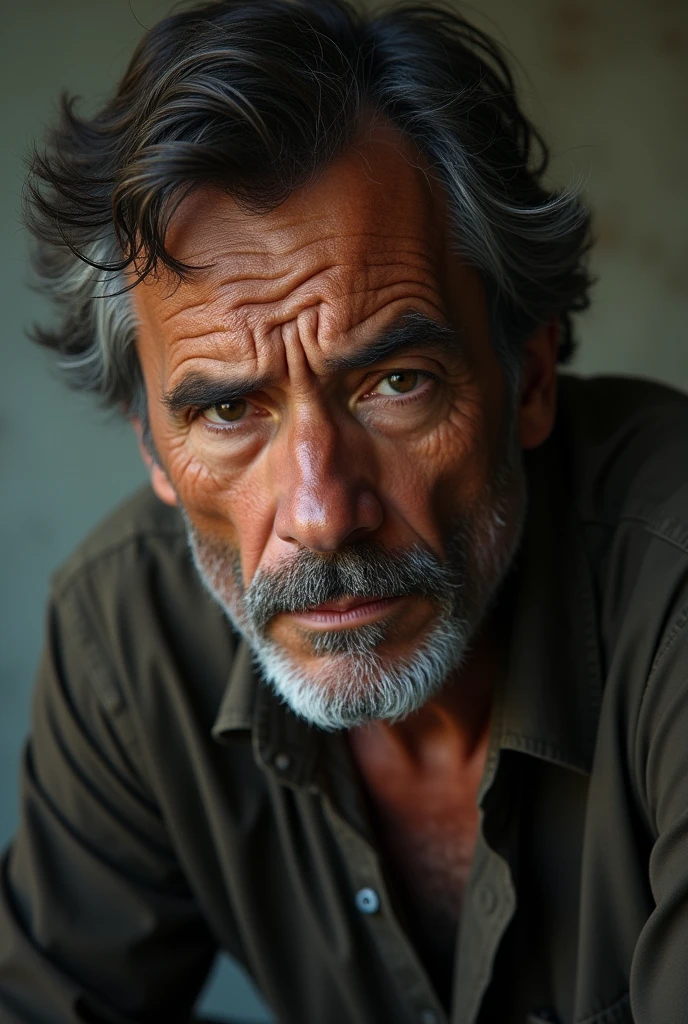 A brown man set in emotional mood very little tears in eyes 
