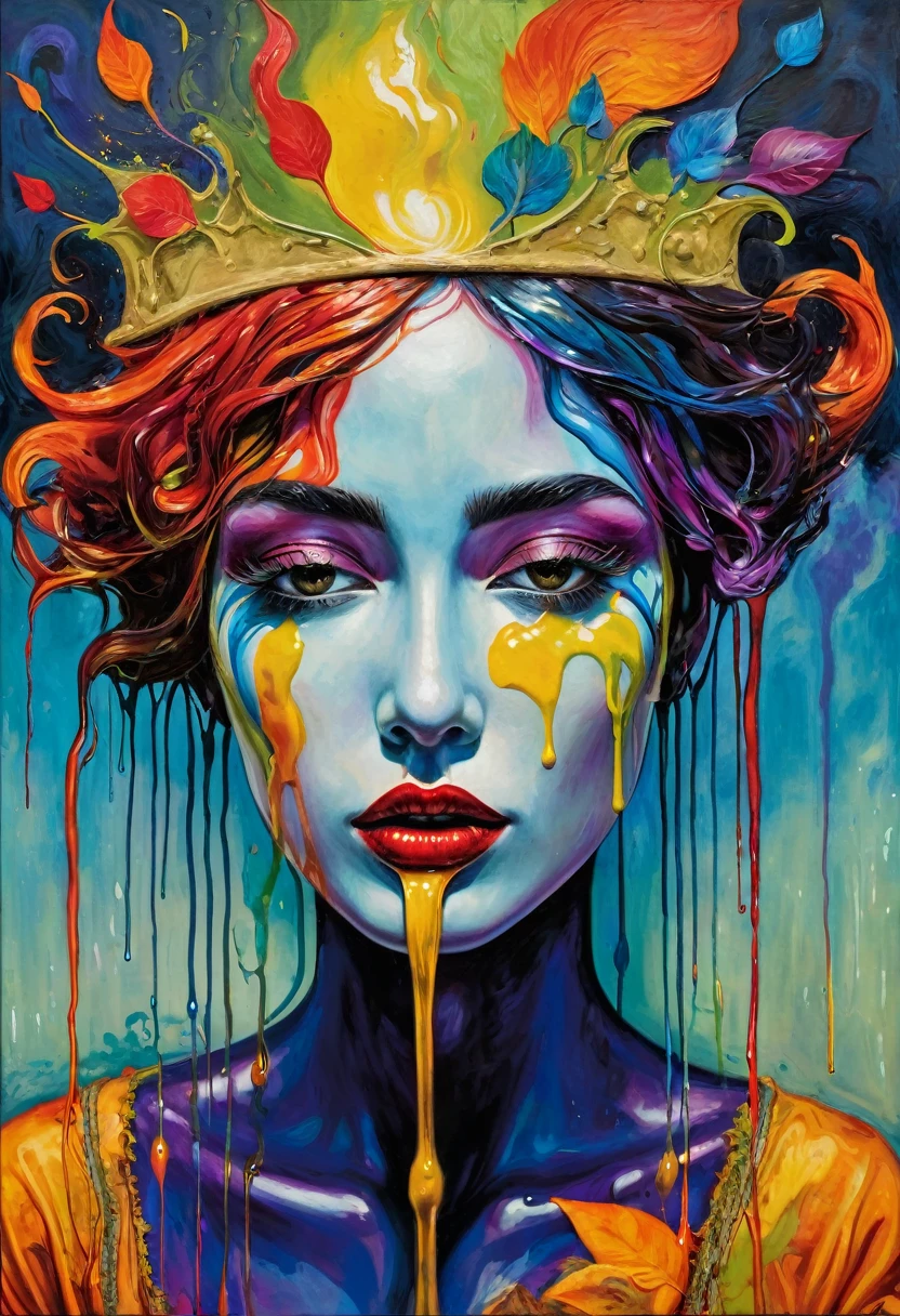 (Artistic Masterpiece of Romantic Life) ( (Themed Art of Life) ( (Conceptual Art) (NFT Exclusive) (Fauvism Work) ()”) Where visual poetry transcends traditional boundaries and embraces the dynamic interplay between creativity and technology Takes),dripping paint,darkart,style, in the style of esao andrews