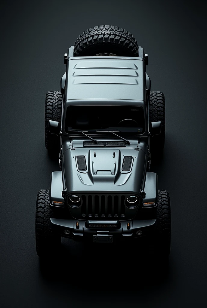 Top view of jeep with black background