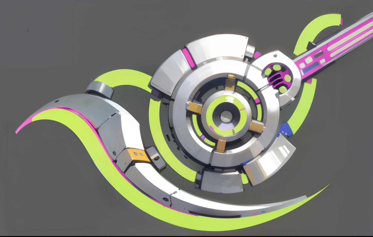 Drawing of cybernetic mechanical structure metal texture electric guitar
