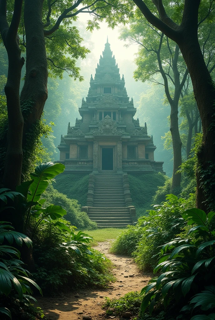 A dense jungle stood where sunlight barely reached the ground. In the middle of the jungle was an ancient temple, surrounded by rumors that anyone who entered never returned.