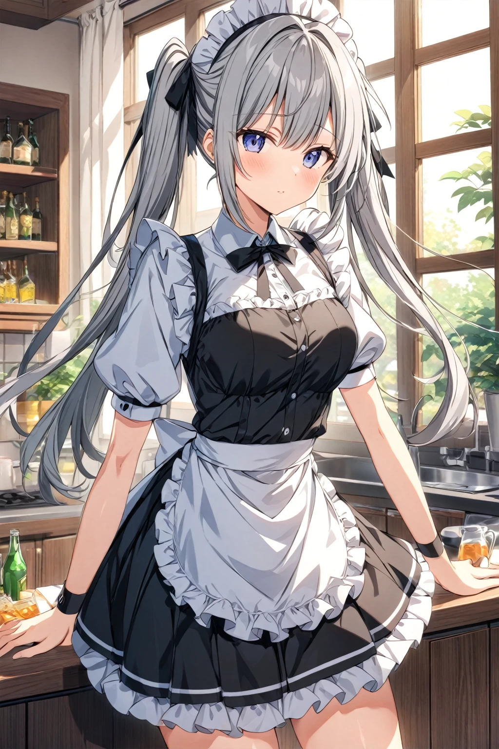score_9, score_8_up, score_7_up, score_6_up, source_anime,4k,illustration,1girl,solo,Grey hair,twin tail,long hair,maid's outfit,
highly detailed,best quality,absurdres,detailed,HDR,natural light,