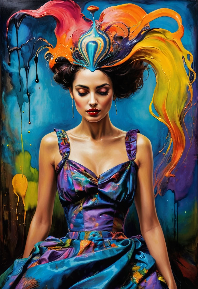 (Artistic Masterpiece of Romantic Life) ( (Themed Art of Life) ( (Conceptual Art) (NFT Exclusive) (Fauvism Work) ()”) Where visual poetry transcends traditional boundaries and embraces the dynamic interplay between creativity and technology Takes),dripping paint,darkart,style, in the style of esao andrews