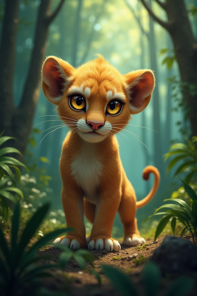 One day, a small, qute lion appeared at the edge of the jungle. He had large, round eyes that usually charmed everyone, but today, his face bore a strange mix of anger and tension.
