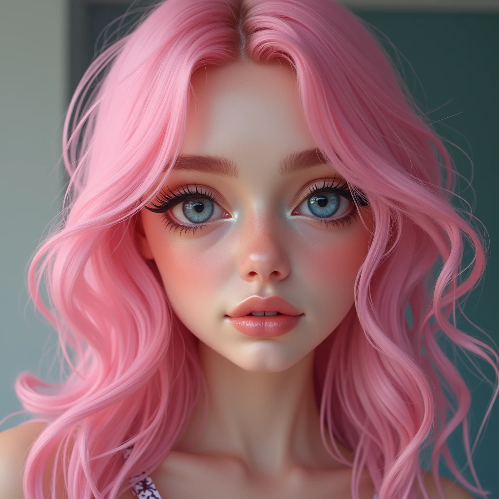 me a beautiful girl with pink hair