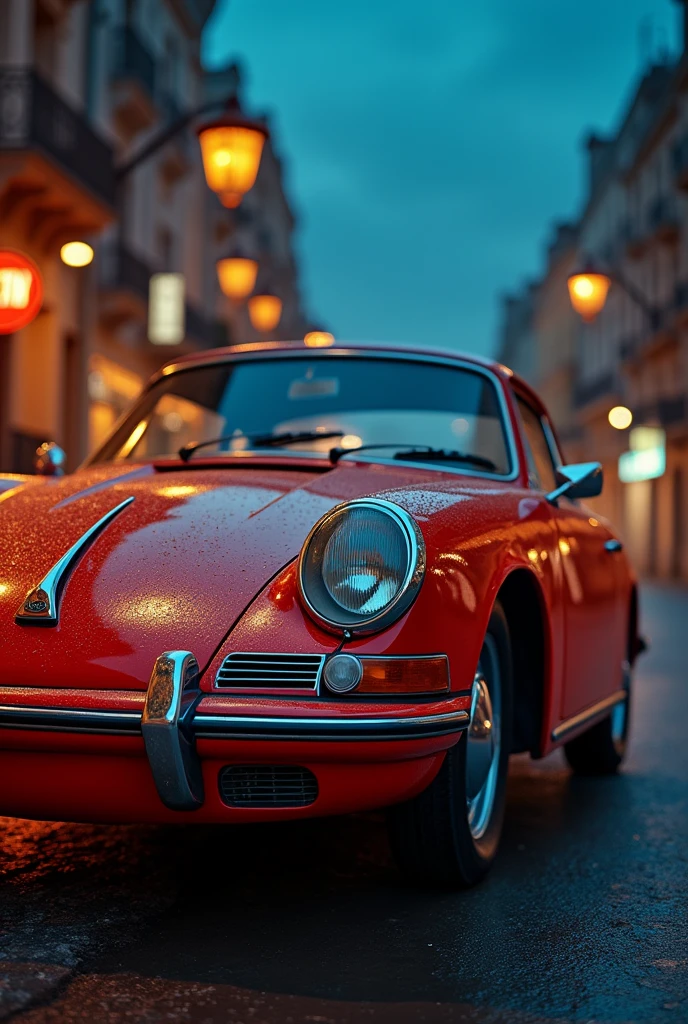 cinematic photo of old porsche, perfect lighting, vibrant, high detailed, epic, aesthetic
