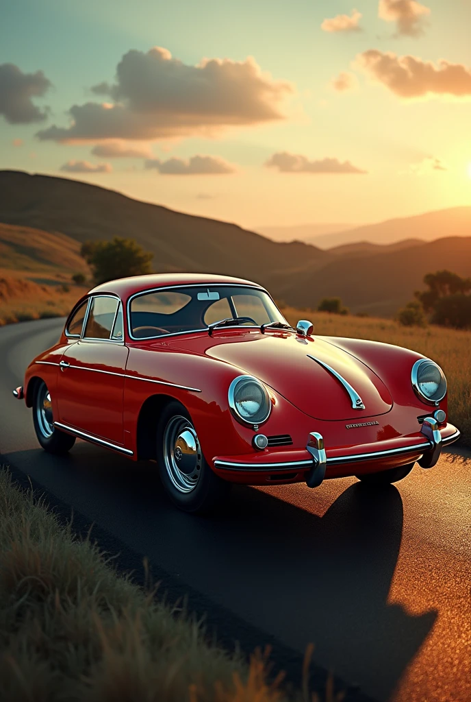 cinematic photo of old porsche, perfect lighting, vibrant, high detailed, epic, aesthetic