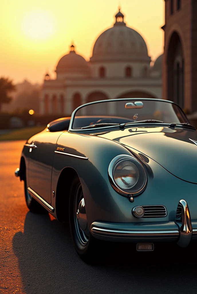 cinematic photo of old porsche, perfect lighting, vibrant, high detailed, epic, aesthetic