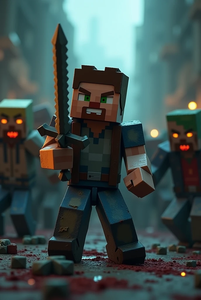 Minecraft zombie attack steve
