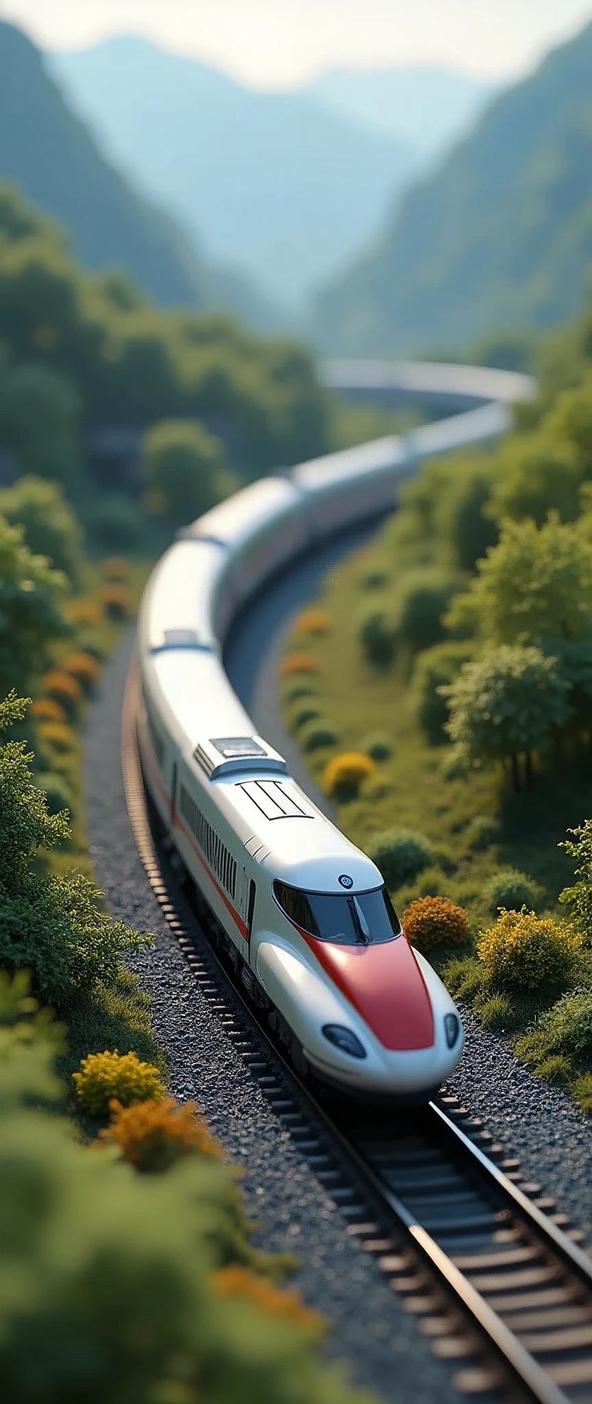 (masterpiece:1.2,Highest quality,Ultra HD,Super detailed),8k,wallpaper,(Photorealistic),Shinkansen miniature plastic model,Isometric 3D Diorama,A vast diorama,Matte Paint,Gentle lighting