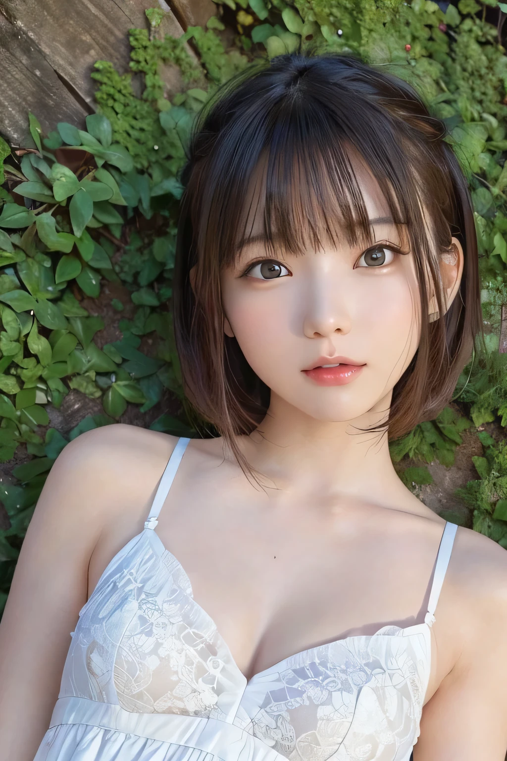 (8k、Highest quality、masterpiece、 Ultra-high resolution)、(Headshot closeup:1.4)、1girl、cute、Idol face、Baby Face、(slim、Flat Body:1.34)、Spring Dresses、background, Fantasy, wonderful, (backgroundをぼかす), garden, future,