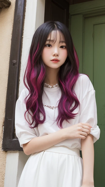 Girl in a dream.I have long, colorful hair.Wear white clothes.It&#39;s a rock band.I'm singing a song.Memos flying around.Top quality illustrations.What a beautiful illustration!.Very colorful.Big eyes,smile