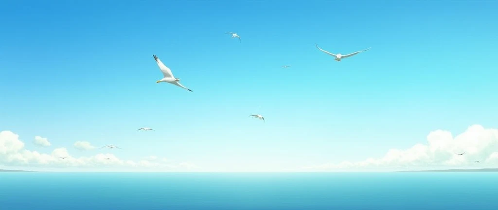 blue-sky,Birds in the distance,Mare,Vast image,Faraway view