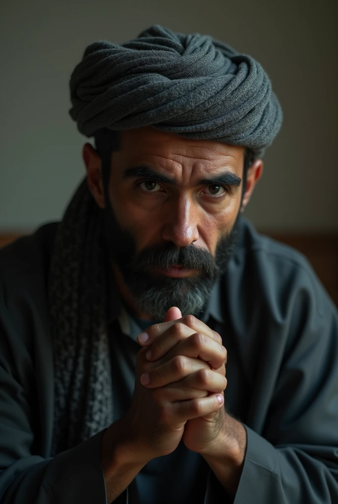 A brown 30 year old Muslim man feeling sad