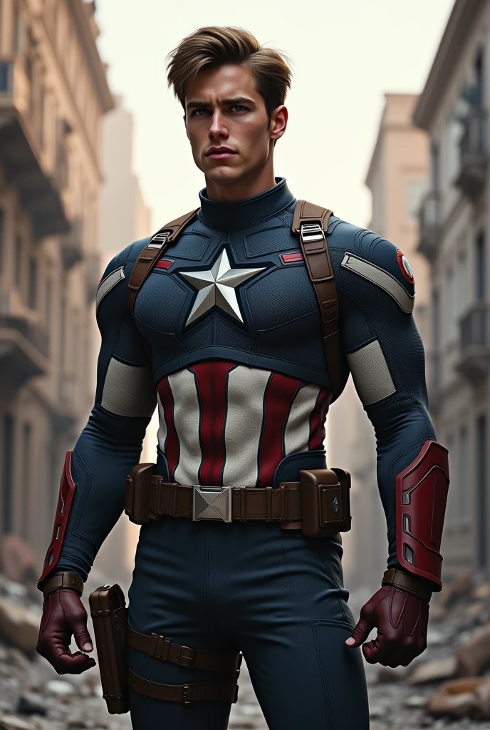 17 year old captain America with dark brown hair