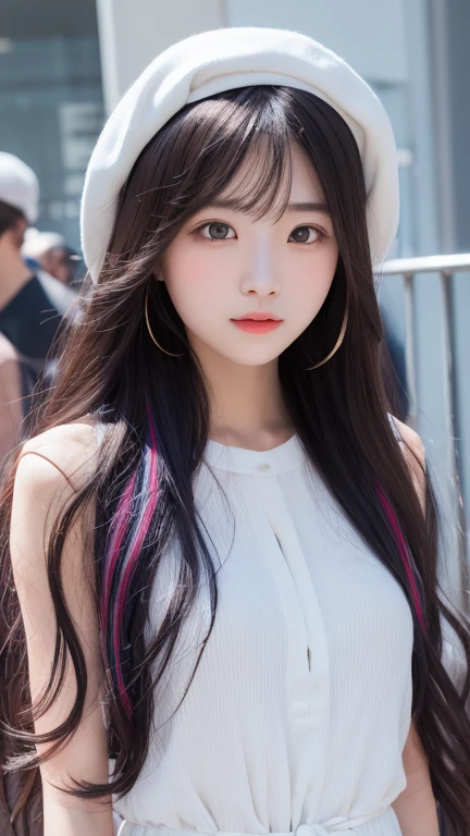 Girl in a dream.I have long, colorful hair.Wear white clothes.It&#39;s a rock band.I'm singing a song.Memos flying around.Top quality illustrations.What a beautiful illustration!.Very colorful.Big eyes,smile