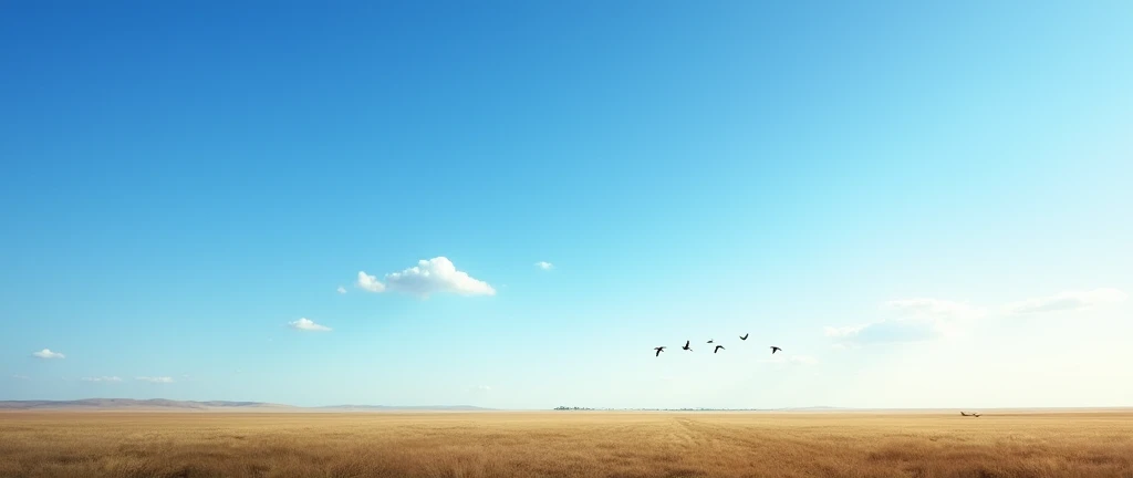 blue-sky，Birds in the distance，land，Vast image，Faraway view