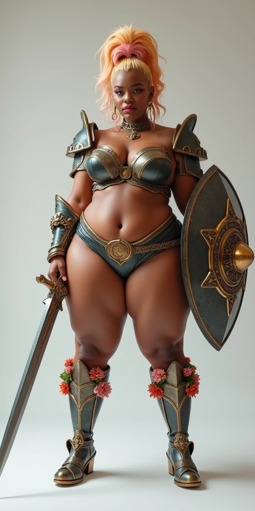 Hermosa, sexy, Full-bodied African Zulu warrior dressed in a signature outfit carrying a deadly spear, agazapada en la jungla asechando a su presa, gran angular, ultra detallada, imagen 3 D, 34K resolution, octanaje renderizado, detalle intricado, volumetric illumination, Efecto Vidrio roto. Photo style 50mm lens, apertura F 2.5. Sugerencias: No debe salir: Borroso, 2 cabezas, 2 caras, Anatomy bag, malas proporciones, mal arte, mal dibujado, cara mal dibujada, mutado, mutilado, extremidades extras, extremidades perdidas, extremidades, flotantes, extremidades fusionadas, fuera de foco, low res, cardboard, plastic