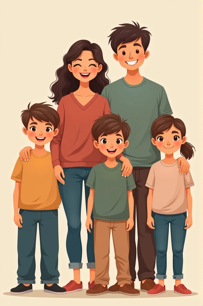family picture 6members 2boys 2 girls with mama and papa simple attire