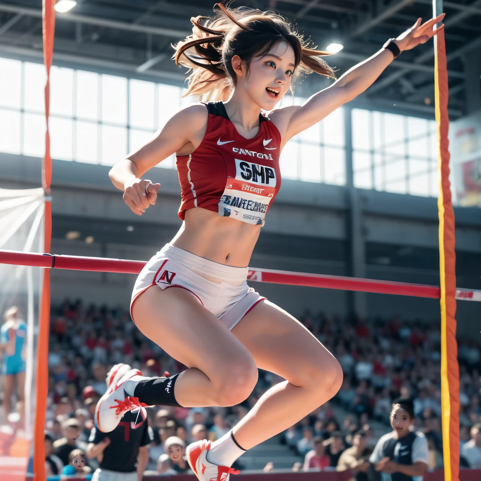 SFW, ExtremelyDetailed (((Hi-Jump Athlete Kids:1.4))), Childish perfect face, Reflective Eyes, Detailed(Delicate Clothing textures), Corrected Leg to Foot Line, Detailed Perfect Hand, Dynamic Joyful Expressions LifeLike Rendering, ((Specular Reflection:1.2)), mirrors, TopQuality 8K Ultra-detailed masterpiece (ProfessionalPhoto:1.37)(Acutance:0.8),(Luminism),(Exposed:0.33)