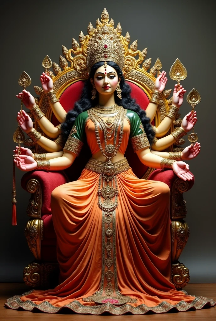 Lord maa durga 6 hand and chair siting queen loook
