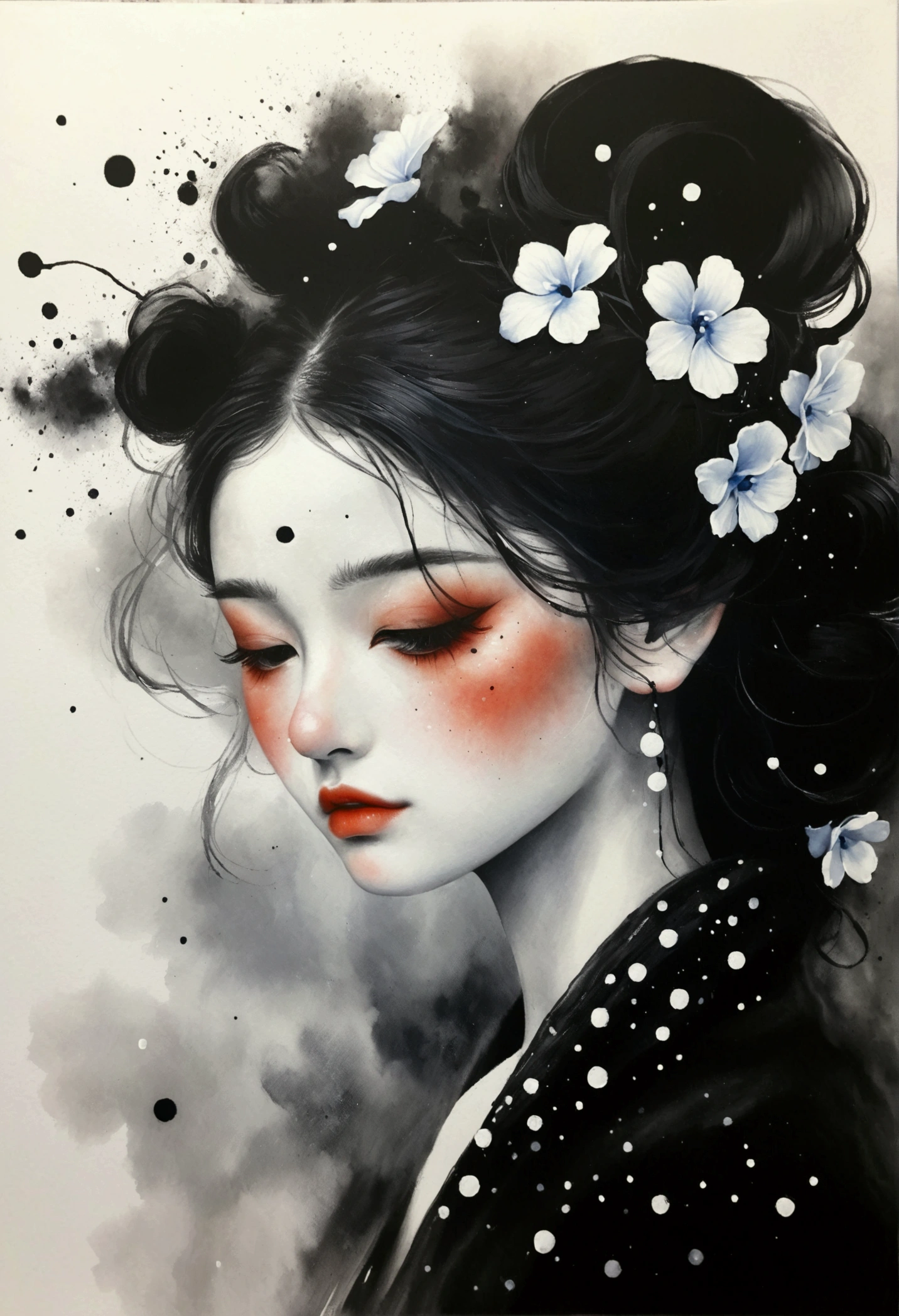 Liquid ink painting，an airbrush painting，Dot