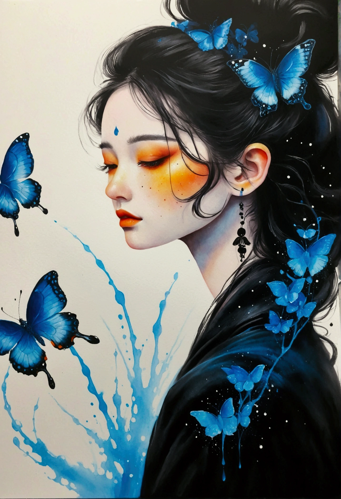 Liquid ink painting,an airbrush painting,Dot