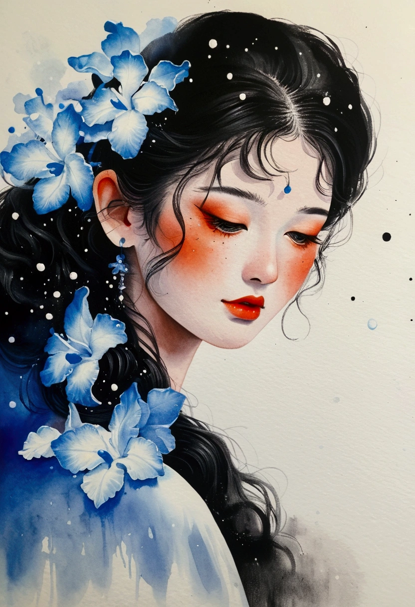 Liquid ink painting,an airbrush painting,Dot