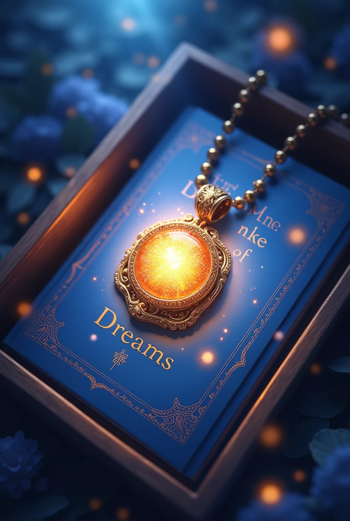 (Anime Photo) There is a book kept in the box, the name of the book should be " सपनों की दुनिया" and there is a gold shining pendant on the book.