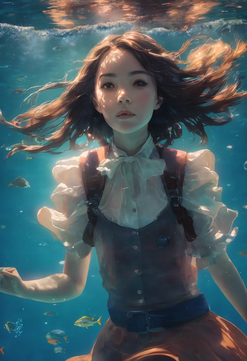 A girl under water