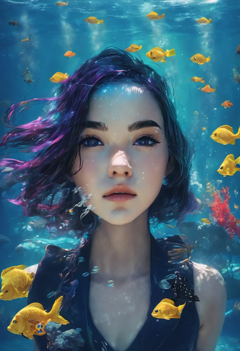 A girl under water