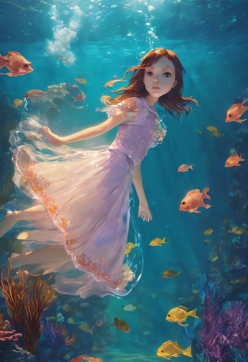 A girl under water