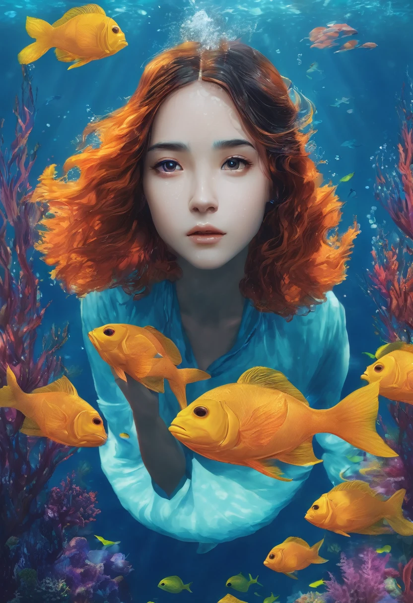 A girl under water