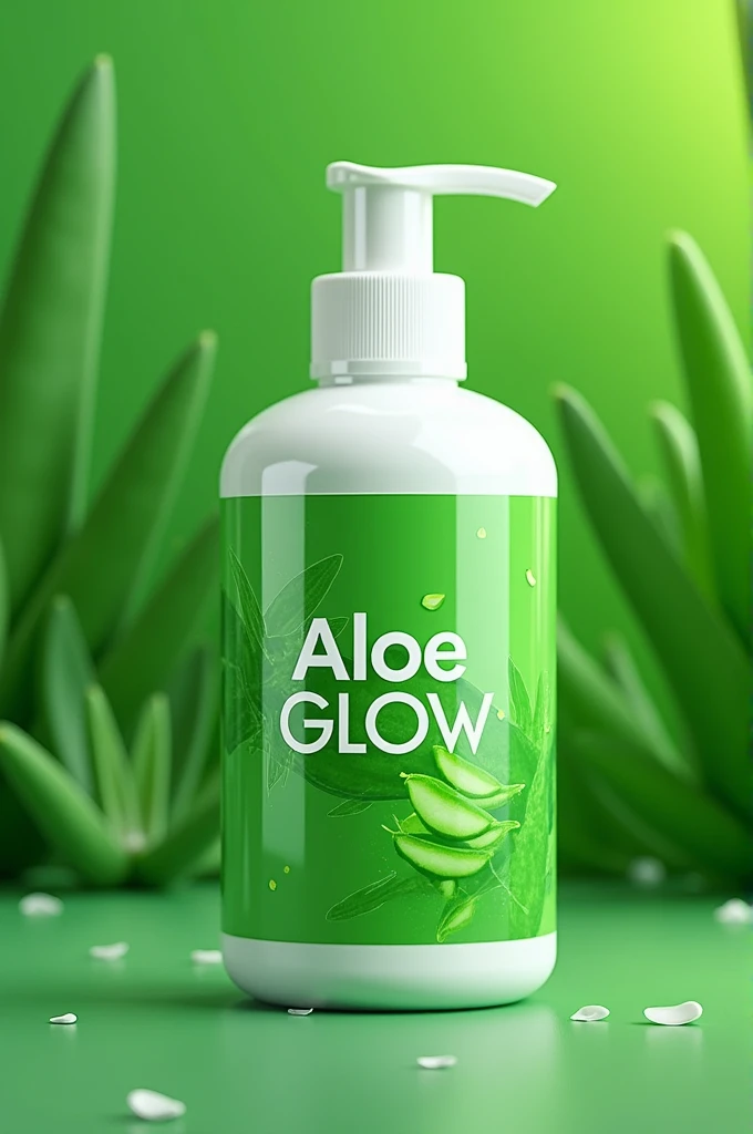 Label a brand aloe glow with green and white colour