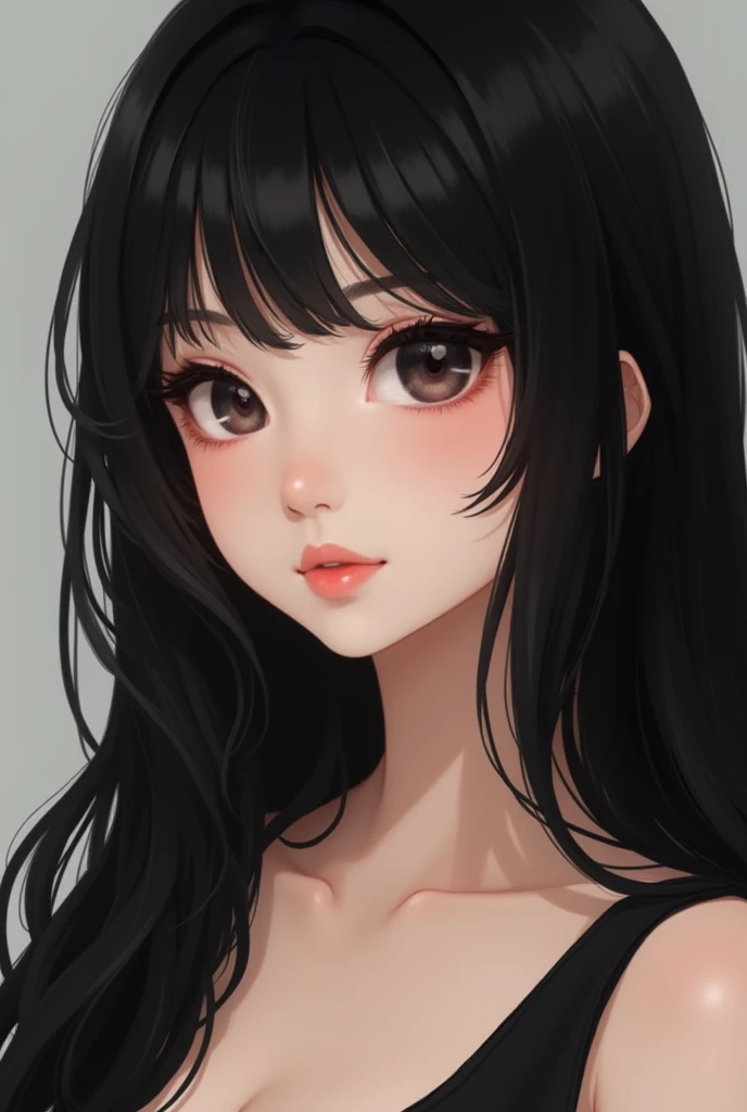 human、humanの肌、sexy、A little young face、Korean style hairstyle、Realistic skin texture、Double、Long eyelashes、long hair、Black Hair