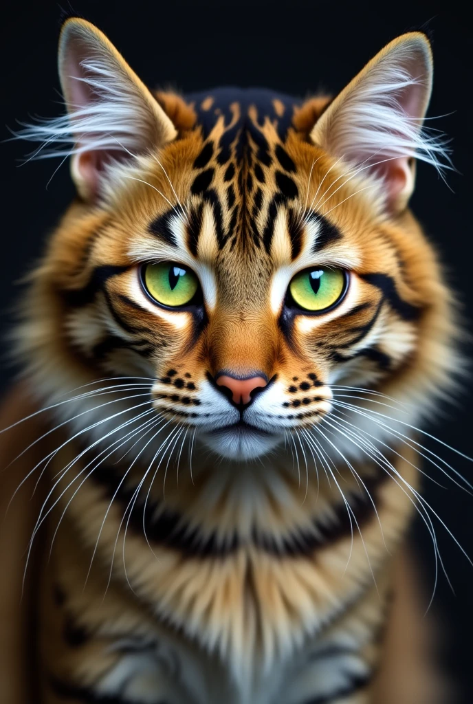 Cat green eyes with tigers 