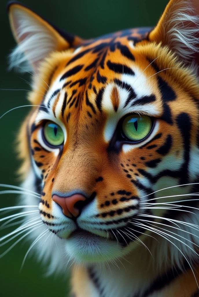 Cat green eyes with tigers