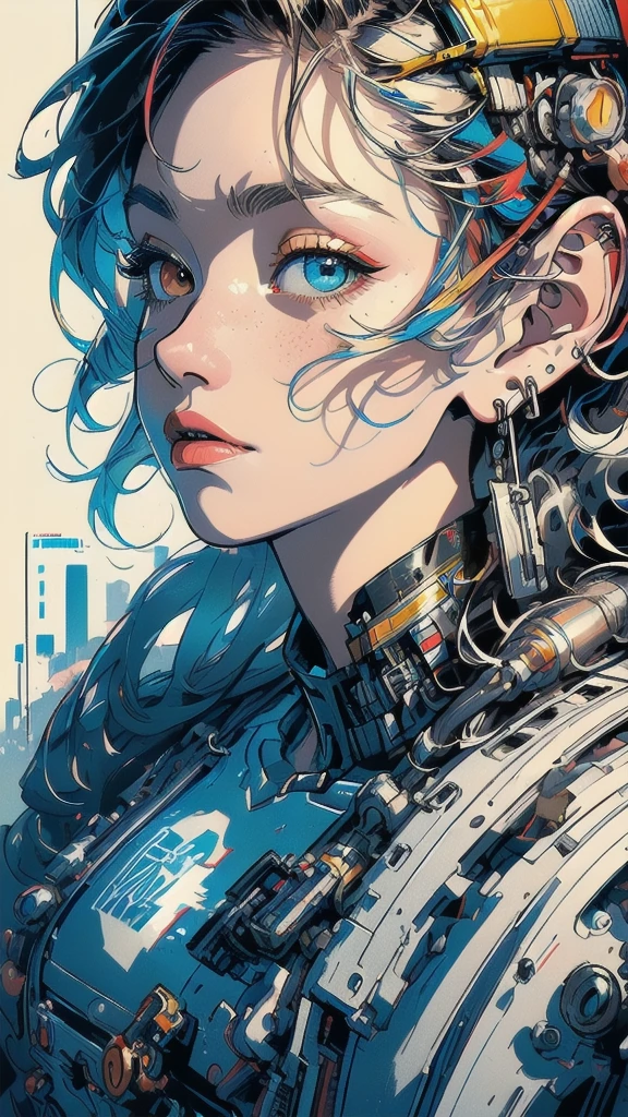 (((masterpiece, highest quality))),(((solo:1.2))),(((1girl:1.2))),32k wallpaper, very detailed, poster, vintage science fiction,(((((geometric cinematic movie poster))))), (bauhaus), shape,(((abstract))),(mid century modern),movie poster,(((((portfolio))))),(((((Close-up))))),(((((bust up))))),((((more various angle)))),(((highlight))),((((heterochromia)))),(((complete. detailed face))),(((Extremely talented))),(((((most complecated machine))))),(((((unlimited mechanic Workaholic))))),(((Absolutely detailed Mighty machines background))),(((((phenomenal dynamic poses))))),(((bodysuits))),(((Beautiful vibrant color scheme)))