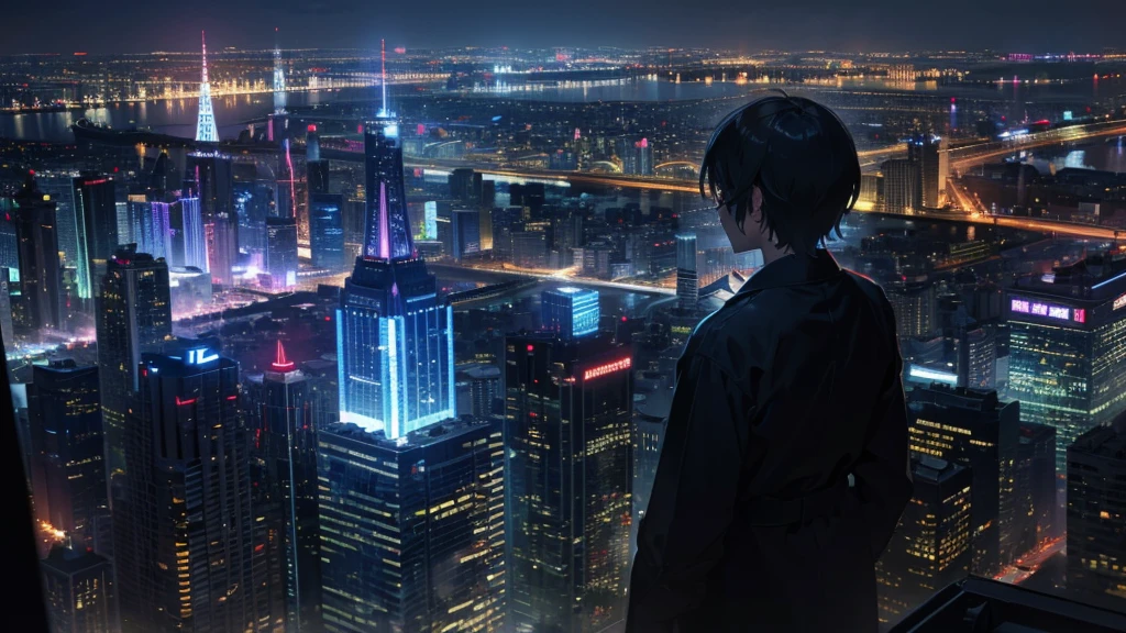 Background only、City of night、metropolis、Dark feeling、From the top of the building、There is no one