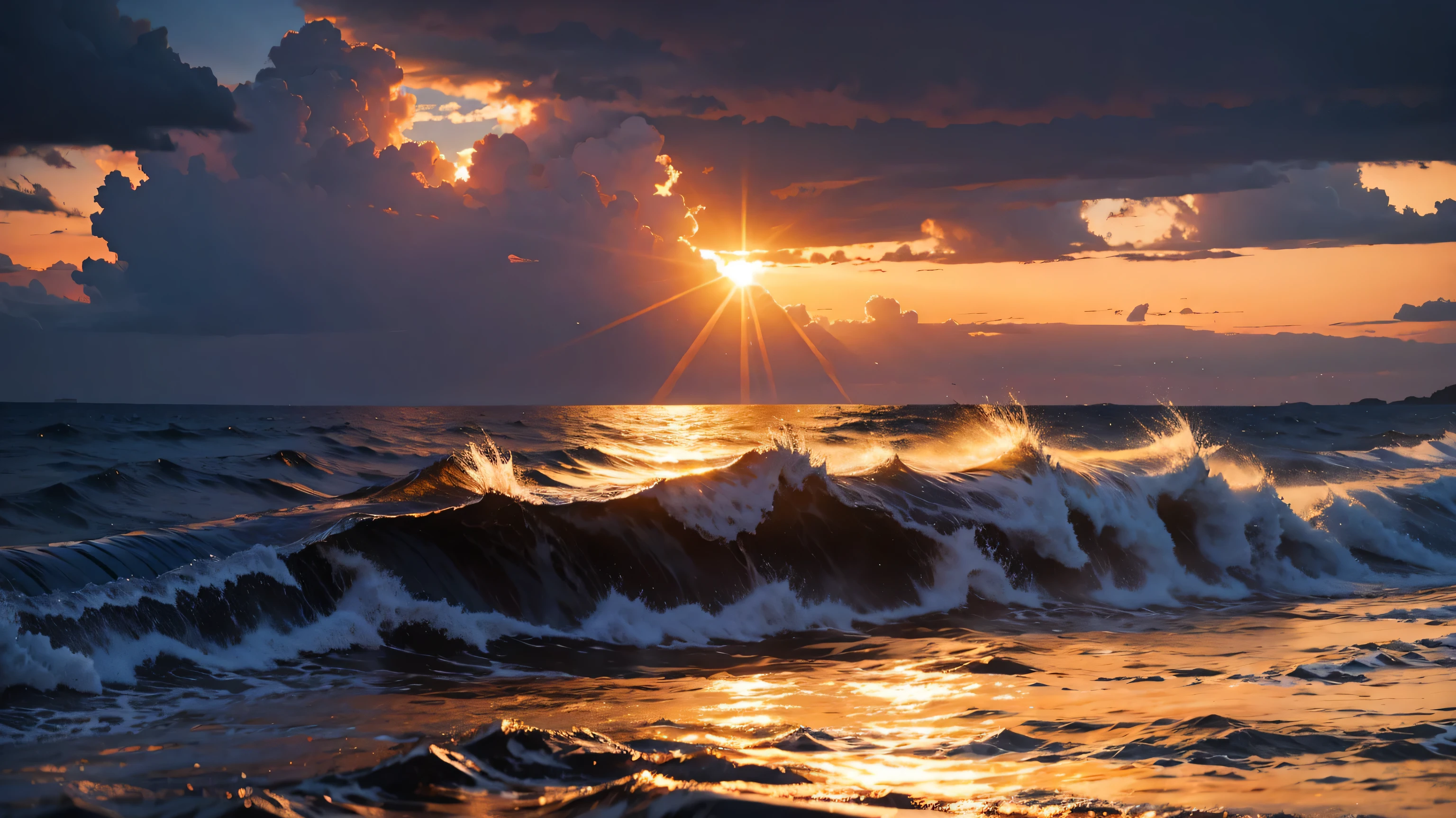 DARK RED BLOOD SEA, RAIN WITHOUT CLOUDES, GOLDEN RAYS AND SUN
