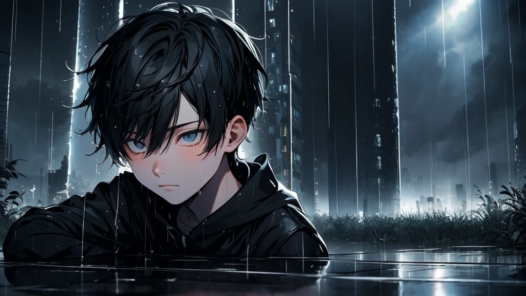 One boy,alone,nice,Rainy,Wet,Dark Sky,thunder