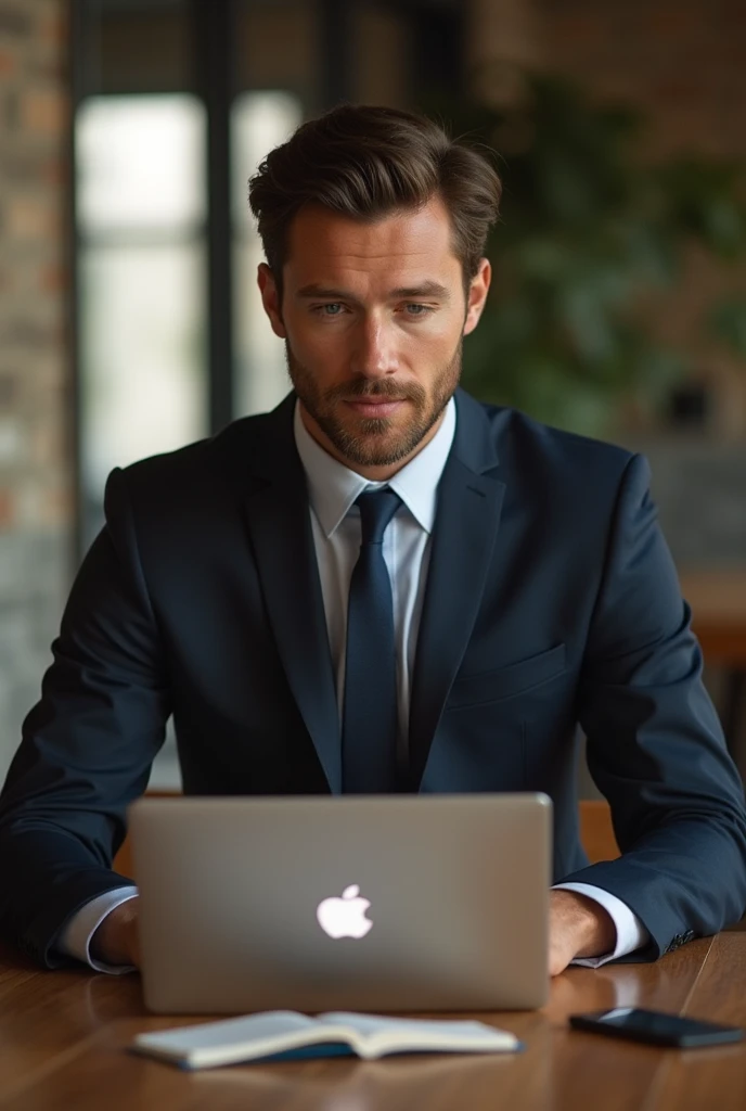 give me a photo a gentle man with laptop give this cover photo

