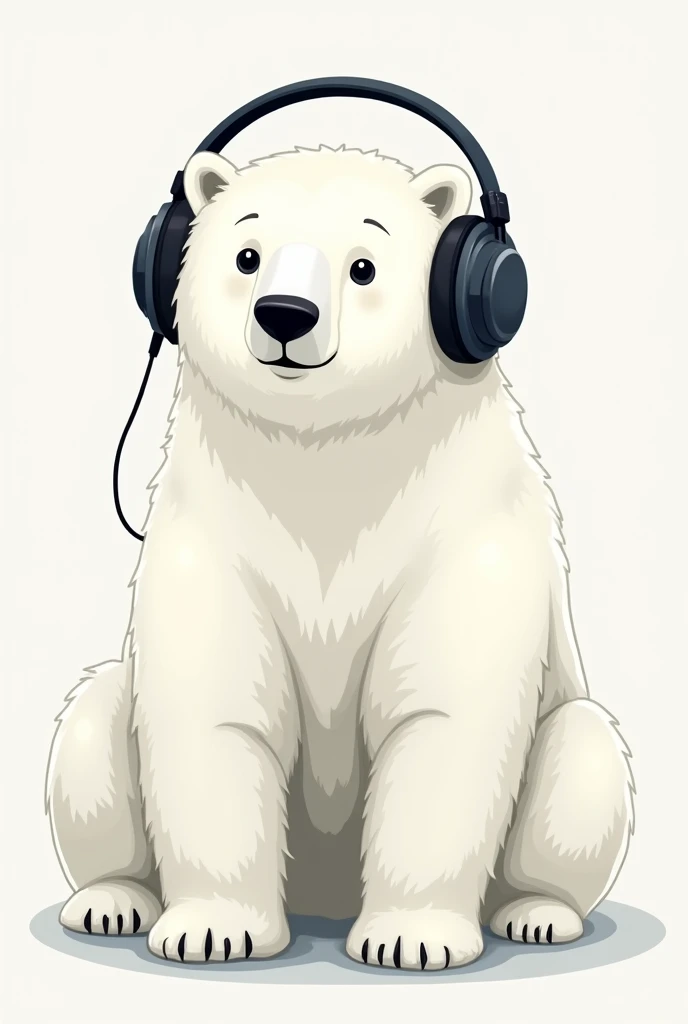 Illustrated polar bear wearing headphones