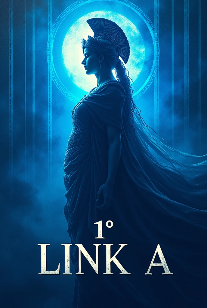 A flag with the shadow of the goddess Athena and the words 1° LINK A