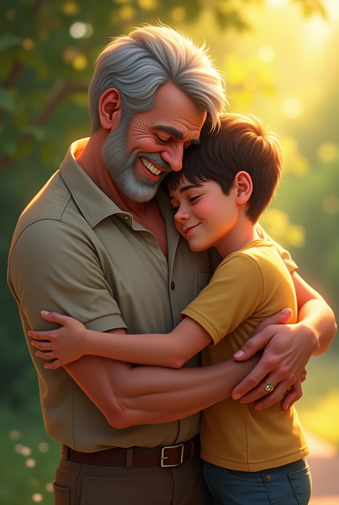 Man hugging his son