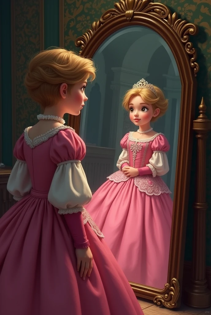 Imagine a 17-year-old boy from the medieval era looking into a mirror, and reflecting his image as a princess wearing a pink dress.