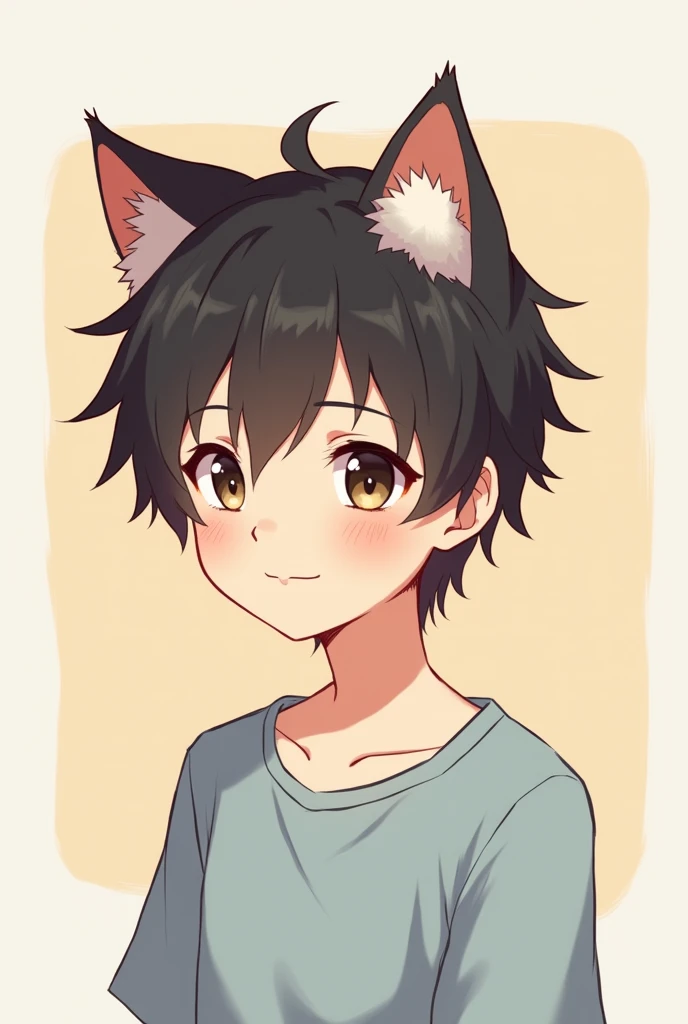 Make a anime guy has a only cat ear ,Make it look as similar as possible to the person who drew it.