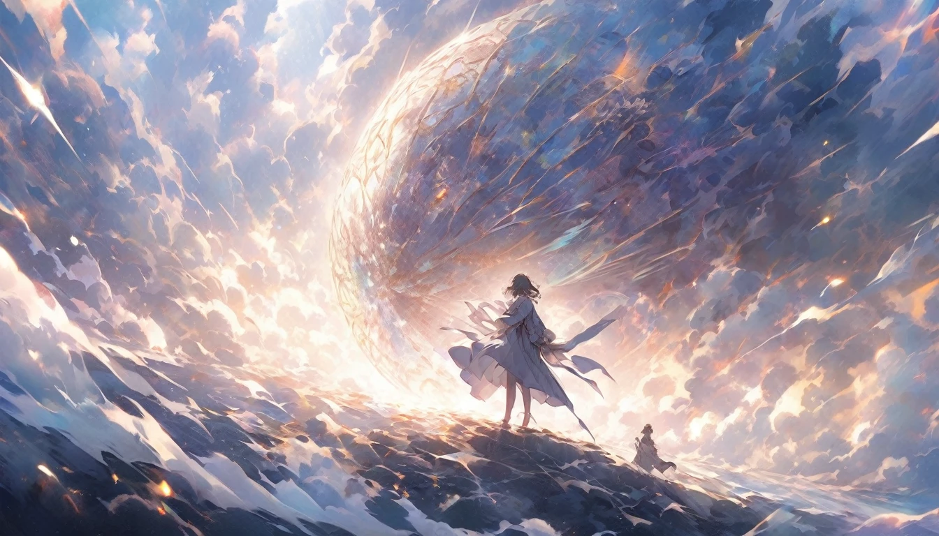 The artwork captures the essence of inner struggle and the journey towards healing and self-discovery. A cracked mirror is central, reflecting a fragmented image of a person who is gripping threads that symbolize sanity. The background is chaotic, with shadows and swirling darkness, representing doubts and fears. In the midst of this, there is a faint glow, suggesting the hope for freedom and change.
The figures wear masks, representing the roles they play in life while hiding their true emotions. They stand in a crowded yet isolated space, appearing brave on the outside but with visible cracks indicating their inner turmoil.
A hand reaching out from the darkness towards the light symbolizes the yearning for guidance and the courage to break free from the shadows. The overall color palette is a mix of dark blues, purples, and greys, with sharp contrasts of light breaking through, hinting at the transition from despair to hope.
In the distance, there is a faint image of a path leading towards a brighter horizon, symbolizing the search for belonging and strength. The final touch includes the figures shedding their masks and standing hand in hand in the light, signifying unity and the journey towards healing.
